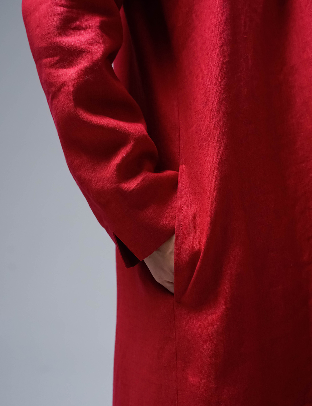 【リネンワンピース】鮮やかに魅せるドレス /赤紅 a002f-akb1