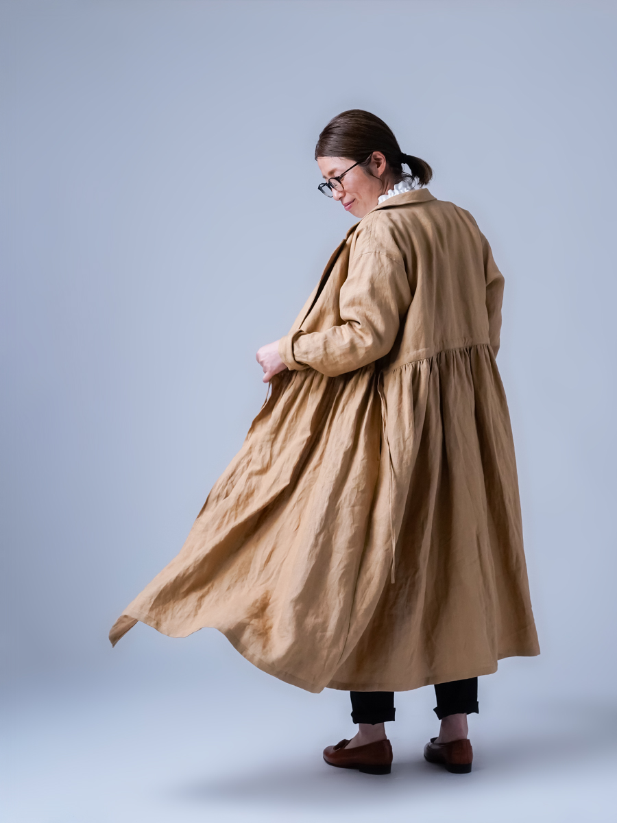 香我美 ⭐️ヤエカ　カシュクールワンピース　Aライン　ベルト　リネン混 良品⭐️ヤエカカシュクールワンピースAラインベルトリネン混