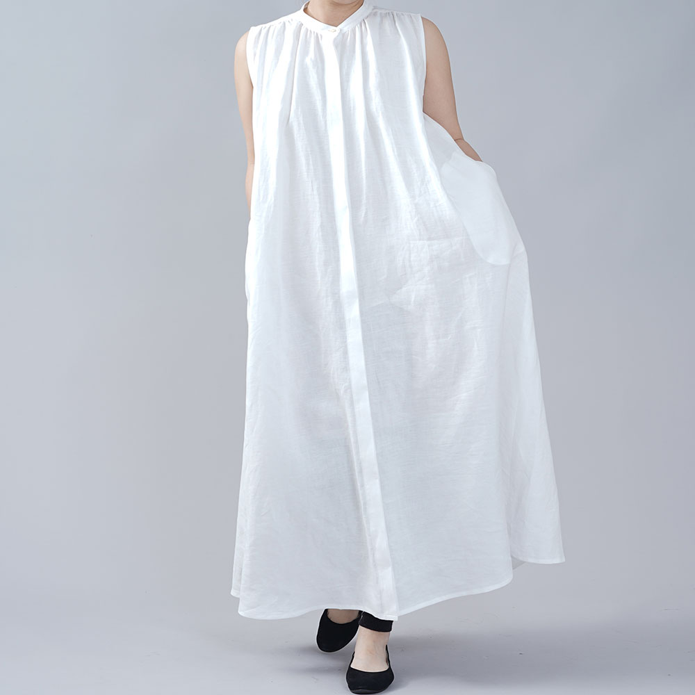 リネンワンピース】風がぬけていく天使の比翼 ドレス / ホワイト a015a