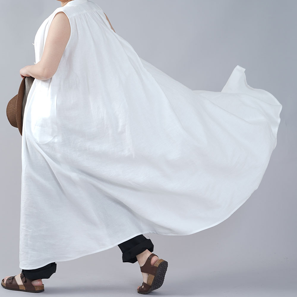 リネンワンピース】風がぬけていく天使の比翼 ドレス / ホワイト a015a 