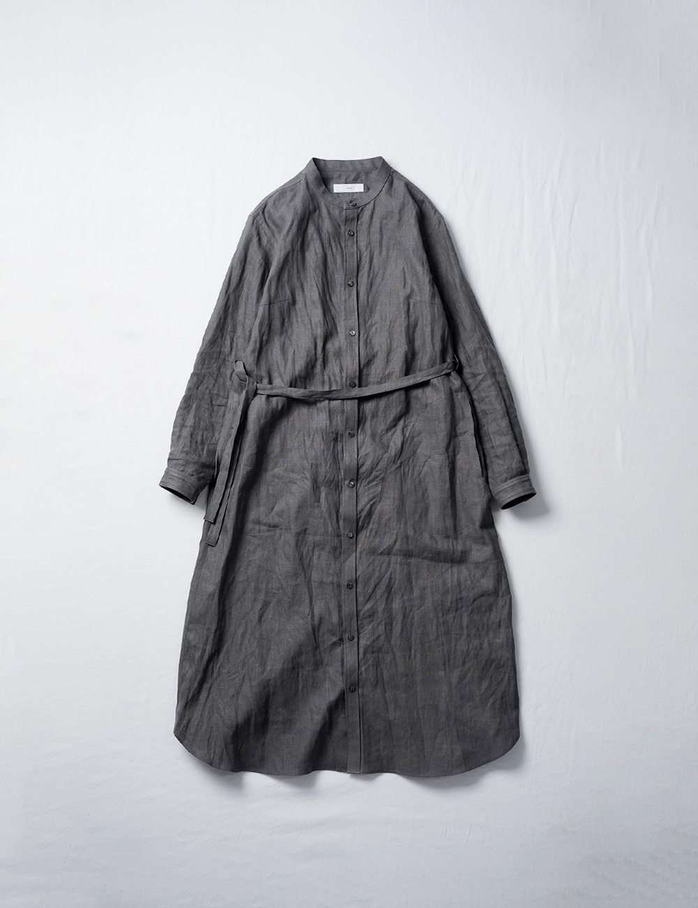 【リネンワンピース】シンプルに こなれる2wayドレス/ 鈍色(にびいろ) a015c-nib1