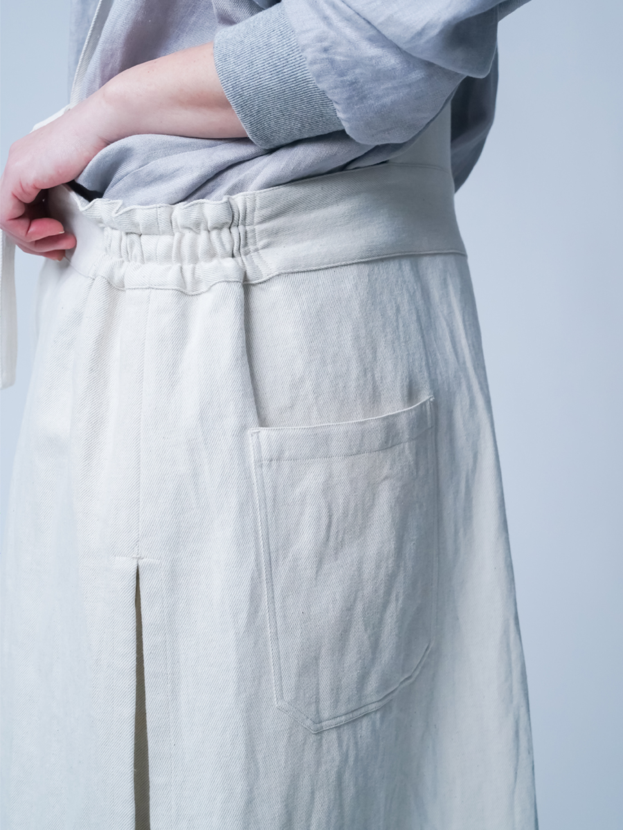 リネンデニムタブリエ】 魔法のエプロンスカート ／ ナチュラル a027c-ntn2