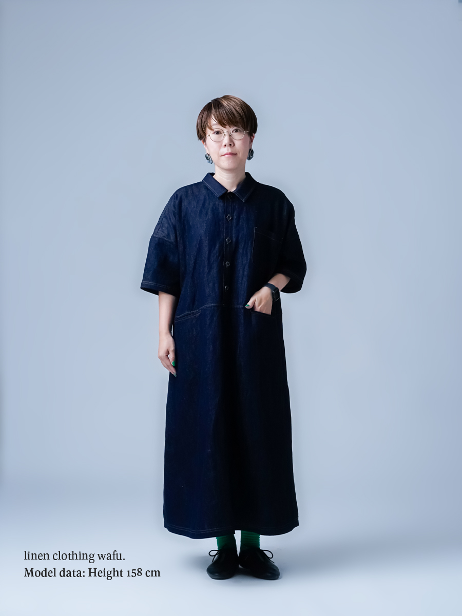 リネンデニムワンピース】驚くほど軽い リネンデニム 魔法の