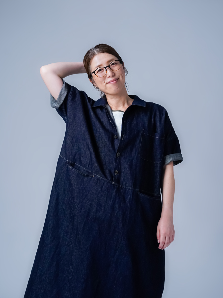 M'S GRACY リネン コットン デニム調 バックリボン ワンピース 40 M'S GRACY リネン コットン デニム調 バックリボン ワンピース