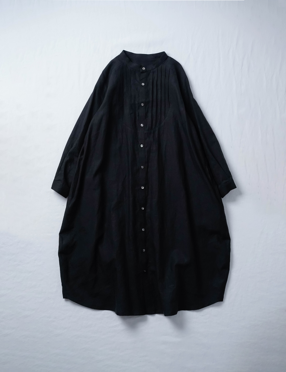 【リネンワンピース】 見惚れるプザムコクーンドレス 超高密度リネン/ 黒色 a082b-bck1