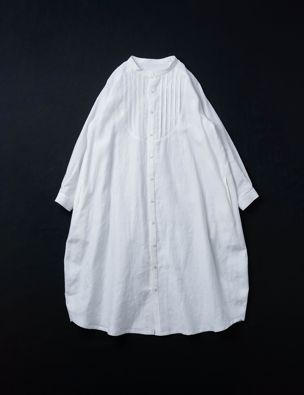 【リネンワンピース】 見惚れるプザムコクーンドレス 超高密度リネン/ 白色 a082b-wht1