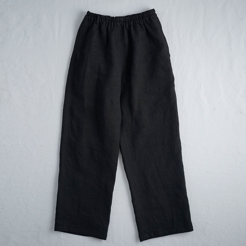 【wafu 入門編】数量限定!   Linen Pants リラックスパンツ/ブラック b001o-bck2
