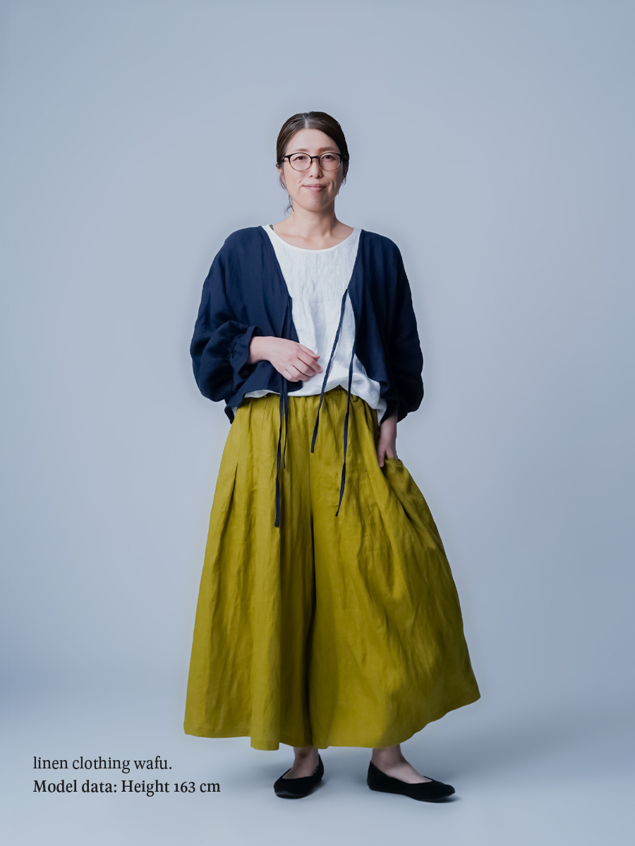 リネンパンツ】動きがデザインになる。リネンワイド袴パンツ／2色展開