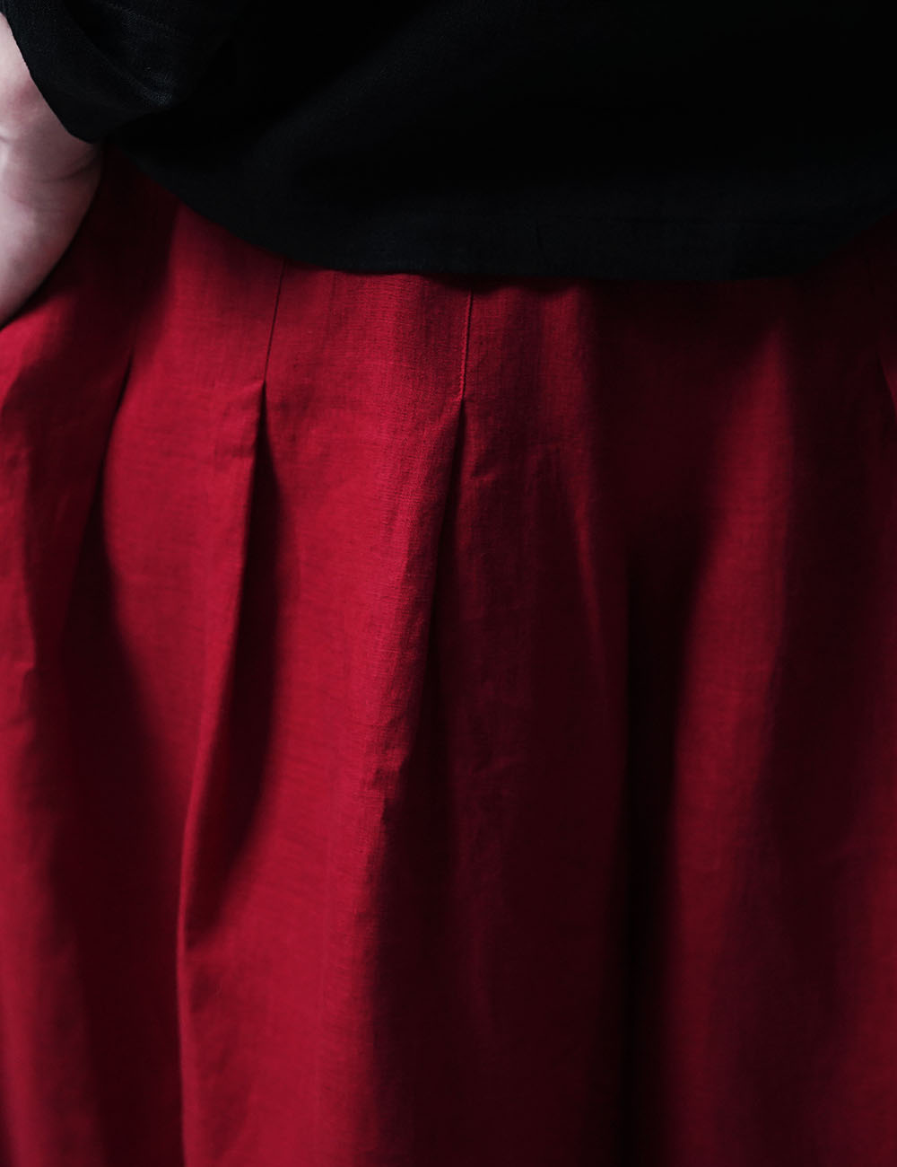 【wafu】Linen Pants 袴(はかま)パンツ/赤紅 b002k-akb1