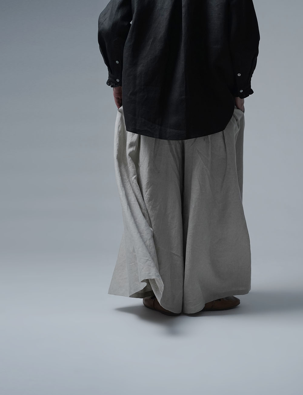 【wafu】Linen Pants 袴(はかま)パンツ/亜麻ナチュラル b002k-amn1