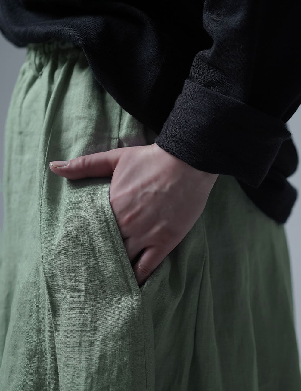 【wafu】Linen Pants 袴(はかま)パンツ/青磁鼠(せいじねず) b002k-snz1