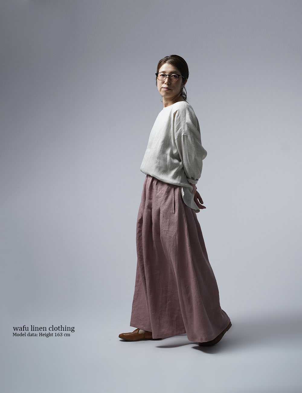 【wafu】Linen Pants 袴(はかま)パンツ/蘇芳香(すおうこう) b002k-sok1