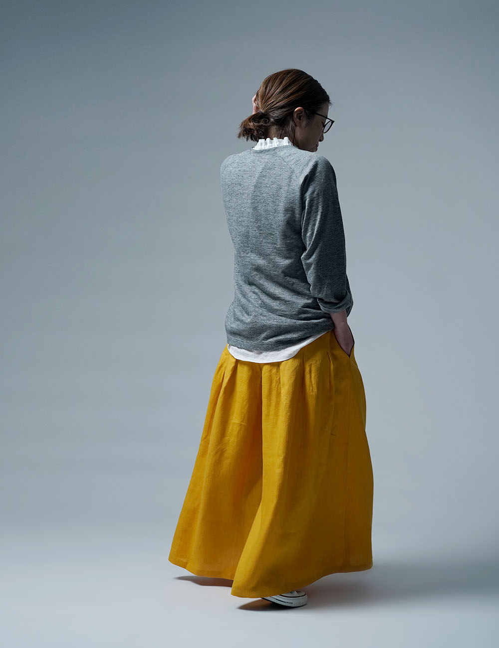 【wafu】Linen Pants 袴(はかま)パンツ / 山吹色(やまぶきいろ) b002k-ybk1