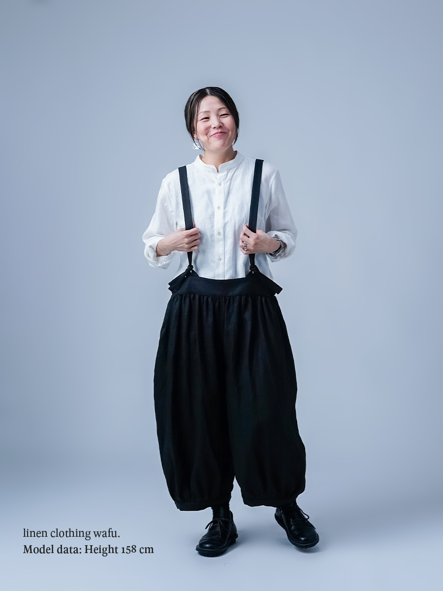 wafu リネンサロペットパンツ リネンパンツ】大人の余裕を纏う サロペット アラジンパンツ
