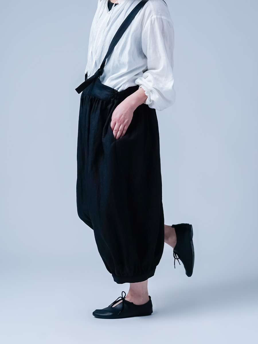 nonさま専用。サロペットサルエルパンツ　125丈　リネン　ハンドメイド　作家 nonさま専用。サロペットサルエルパンツ 125丈 リネン