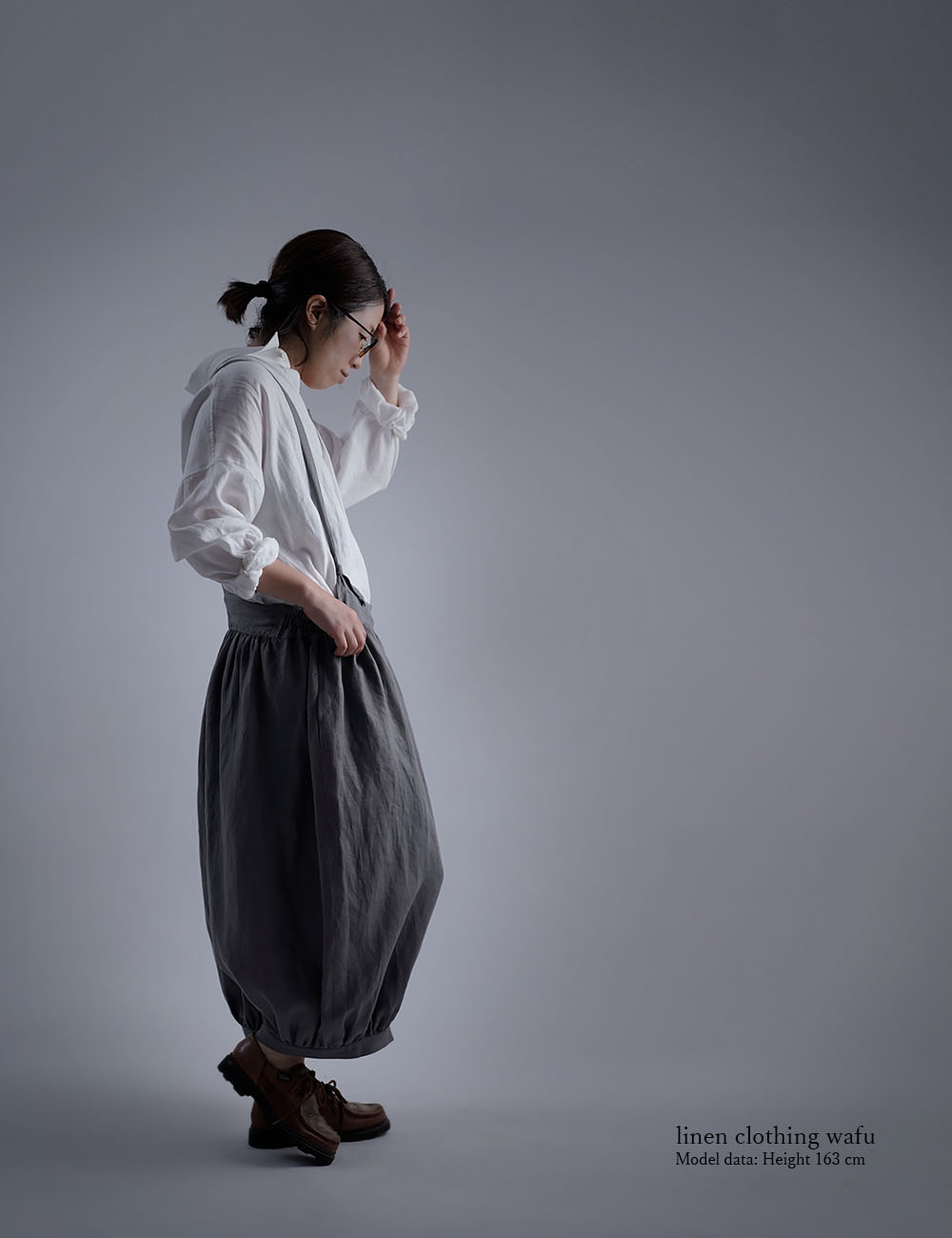 【wafu】Linen Pants サロペット アラジンパンツ /鈍色(にびいろ) b003d-nib1