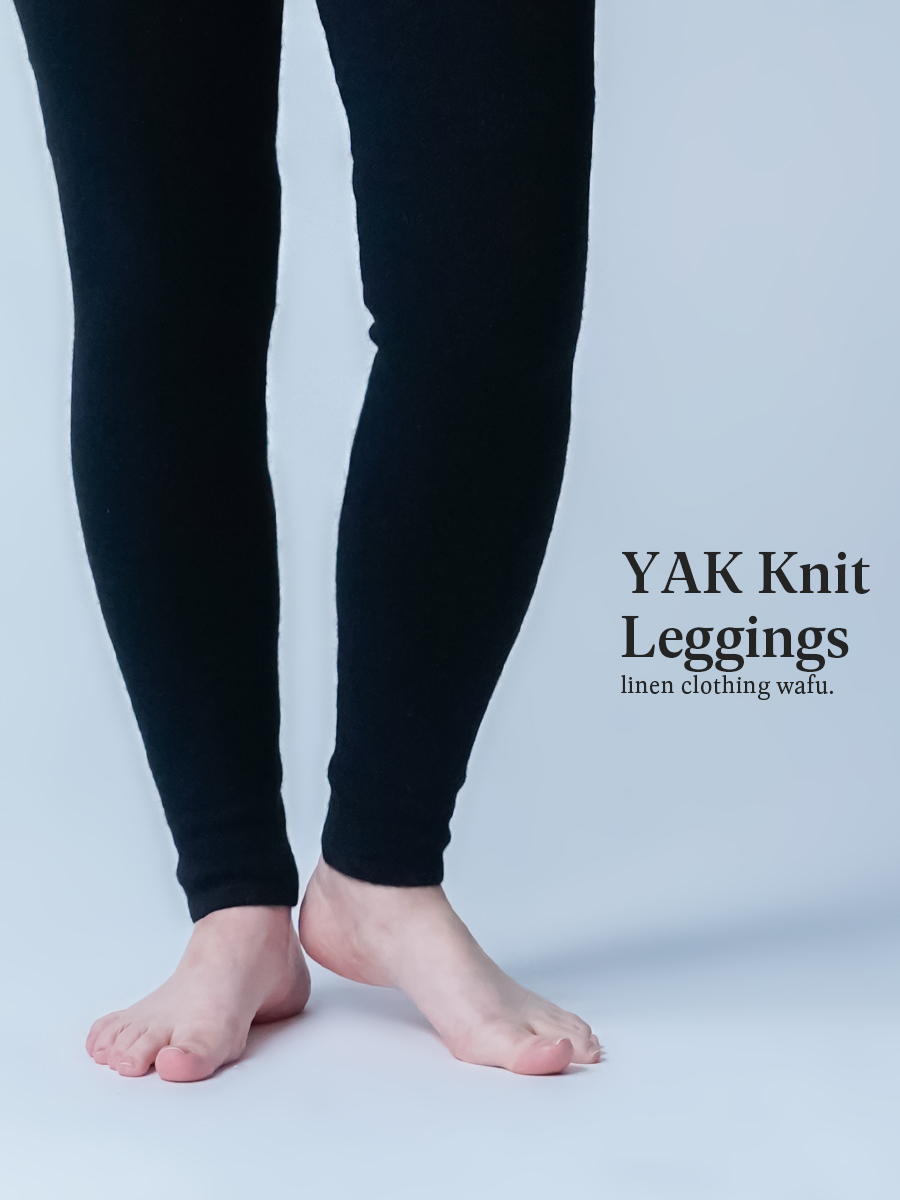 試着のみ美品　wafu ワフ　【ヤク100%】ヤクロングレギンス ／ ブラック ヤク100%】機嫌のいい、冬の足元 アンダーヒーター ヤクロングレギンス