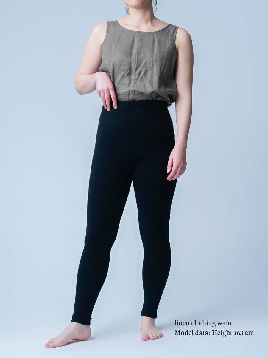 wafu. ヤク100%レギンス　黒 ヤク100%】機嫌のいい、冬の足元 アンダーヒーター ヤクロングレギンス