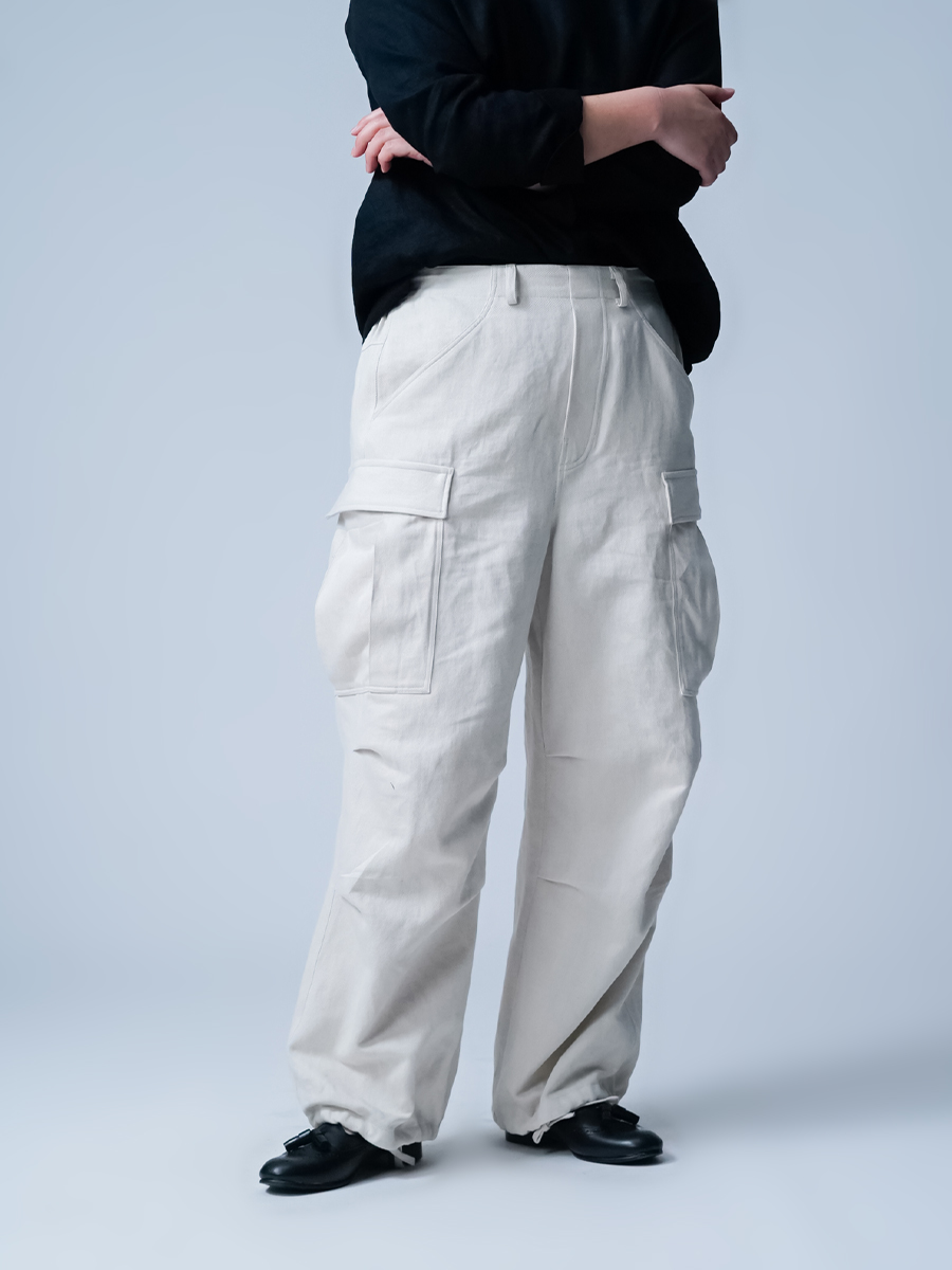 wafu ワフ　デニムカーゴパンツ　リネン　デニム リネンデニム】パンツ好きが惚れ込む! 魔法仕掛けの デニム