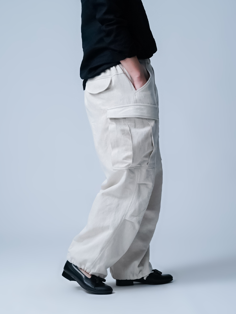wafu ワフ　デニムカーゴパンツ　リネン　デニム リネンデニム】パンツ好きが惚れ込む! 魔法仕掛けの デニム