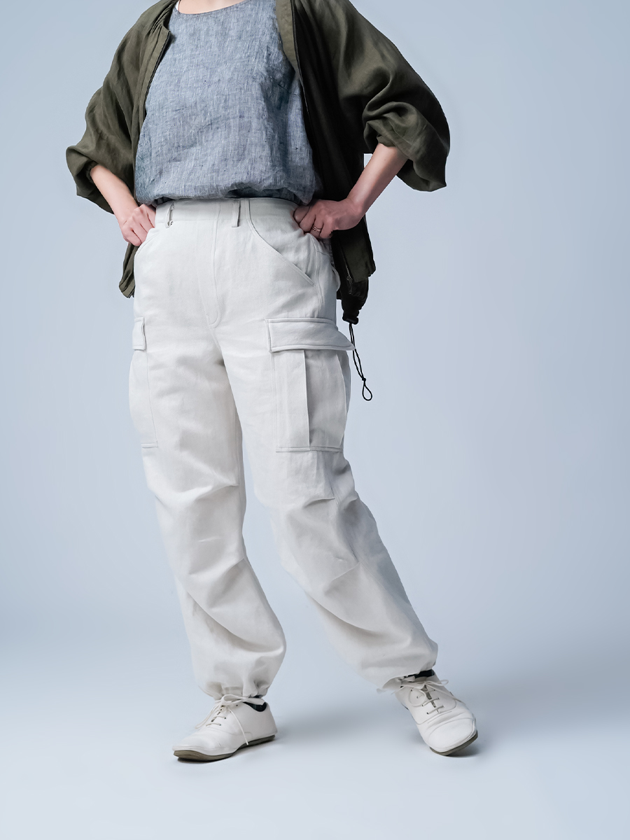 wafu ワフ　デニムカーゴパンツ　リネン　デニム wafu ワフ デニムカーゴパンツ リネン デニム 快適さの虜になる