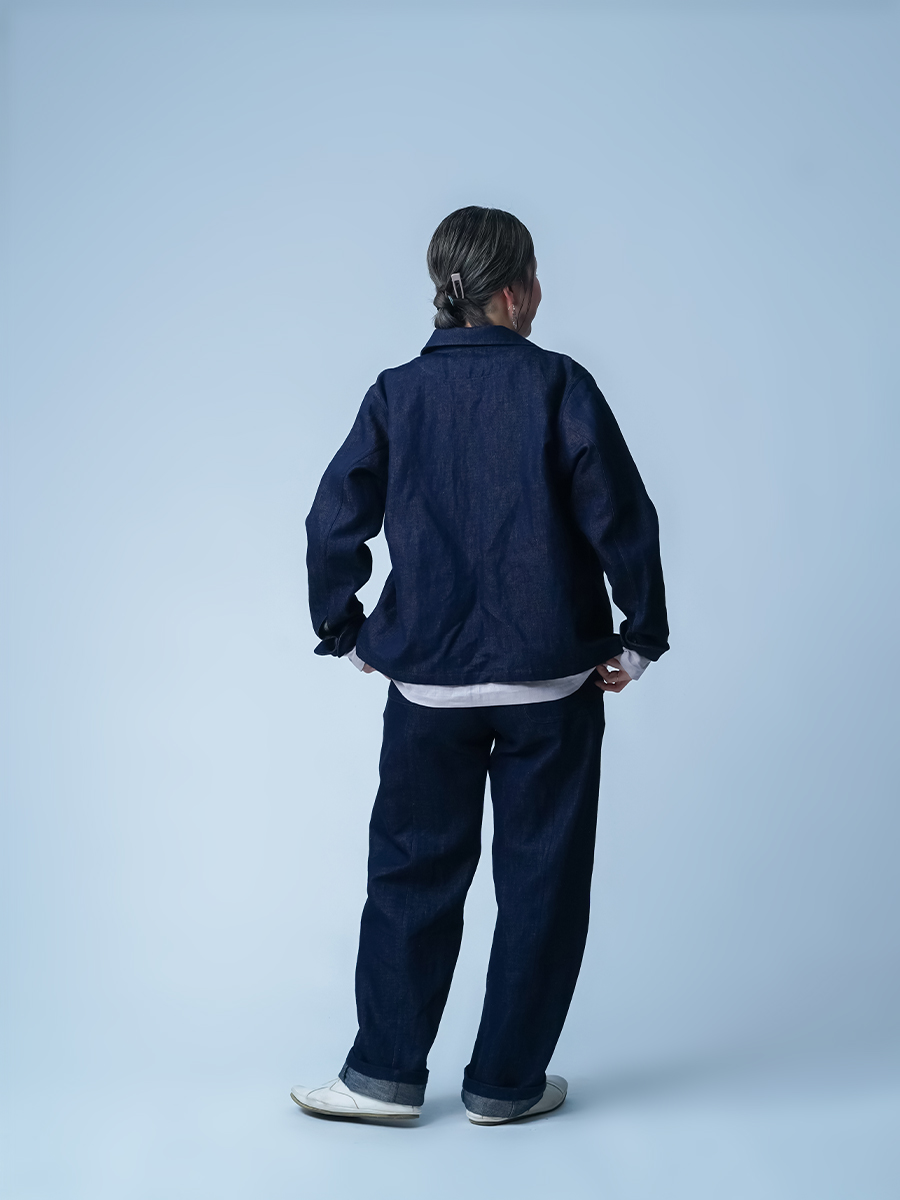 wafu リネンデニム ワイドイージーパンツ ／ ダークインディゴ リネンパンツ】全て日本で作る リネンデニム ワイドイージーパンツ