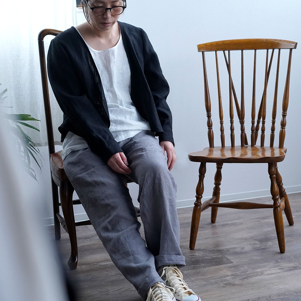 【wafu】Linen Pants ベイカーパンツ / スチールグレー b013u-stg2