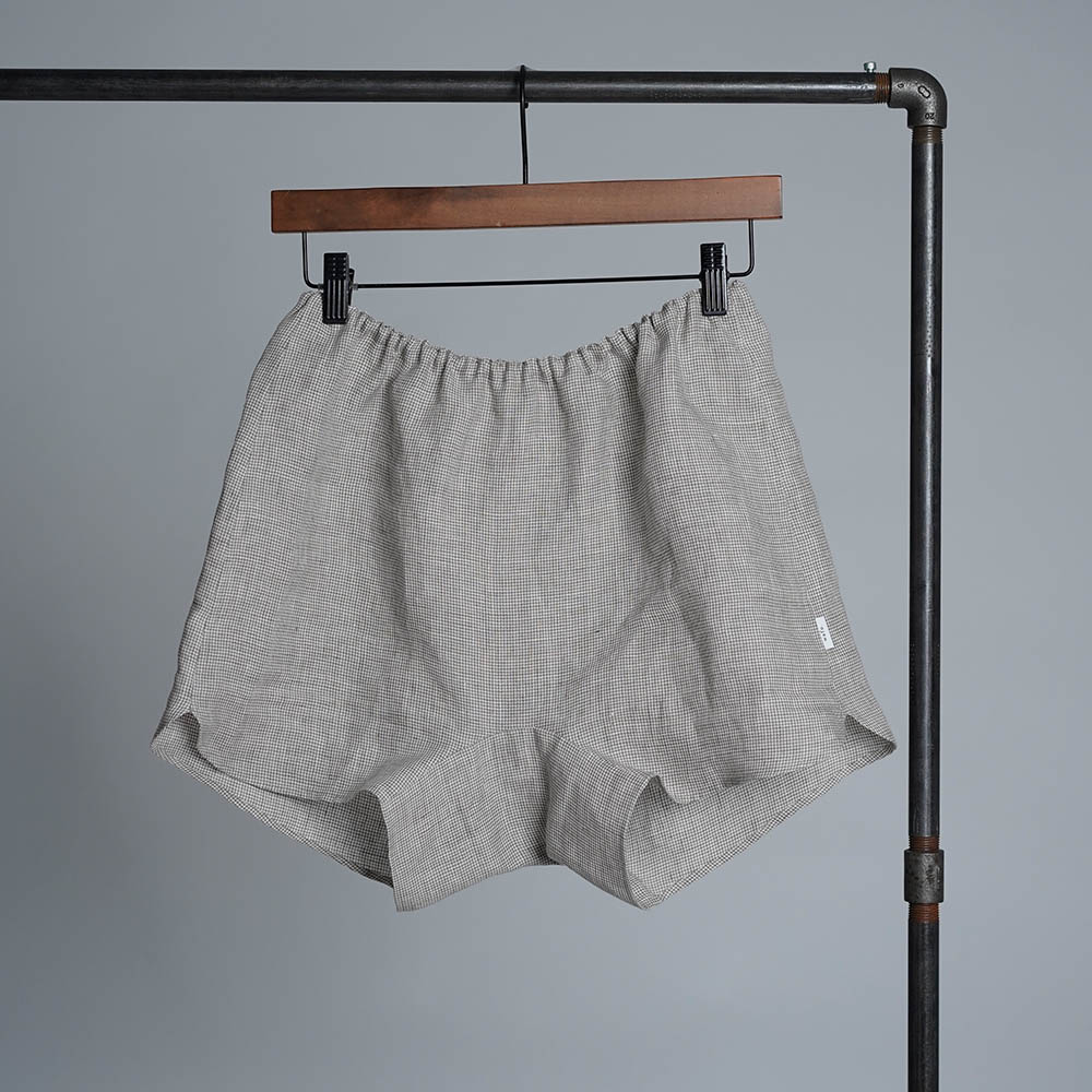 【wafu】　Linen Panties　チェック柄リネンショーツ　トランクス/2色展開 b014k