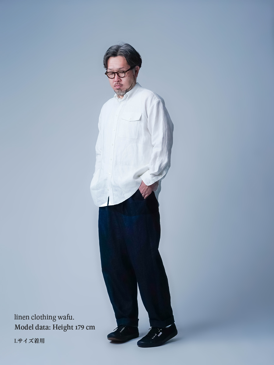 リネンデニムパンツ】時間を忘れる心地よさ 男女兼用タックパンツ