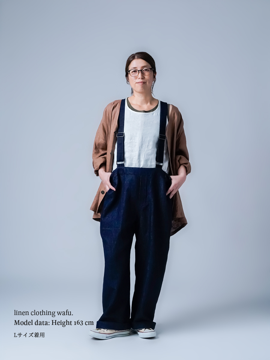 【美品】フォグリネンワーク　トレーシーサロペット リネンデニム fog linen work フォグリネンワーク トレーシーサロペット