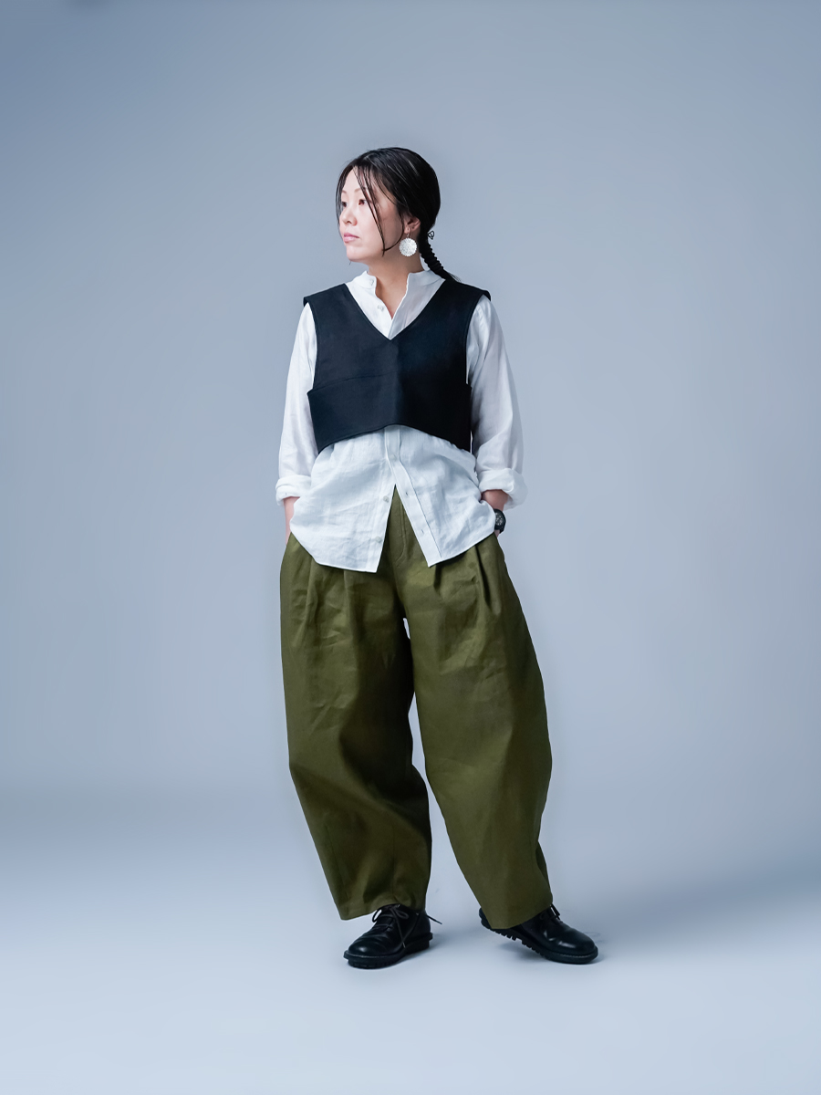 リネンソロテックス】立体を操る 魅惑のリネンサーカスパンツ