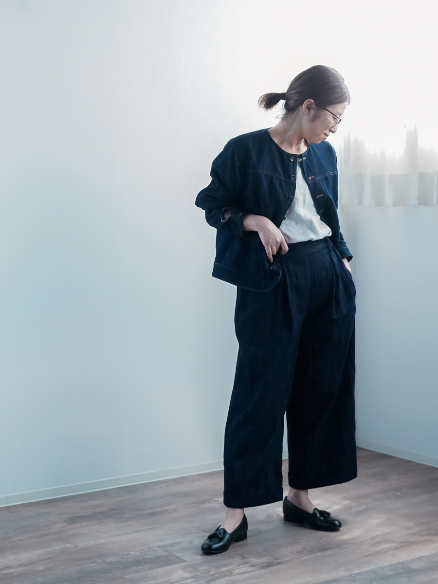 リネンデニムパンツ】リネンの誘惑 クラシカルリネンデニム