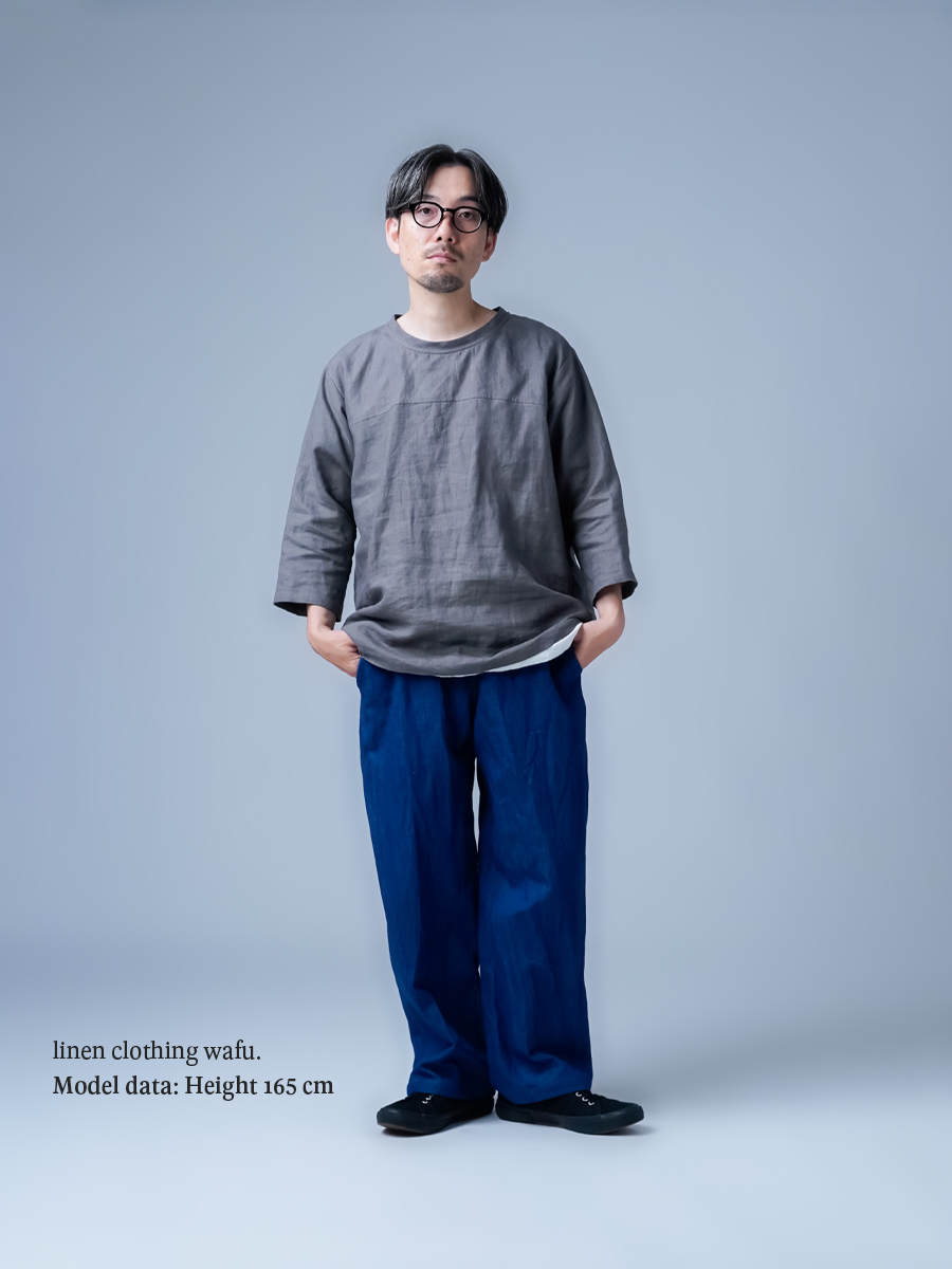 リネン ネイビー カジュアルパンツ お試しNEWカラー!リネンデニムパンツ】物語を足す 特別な一本