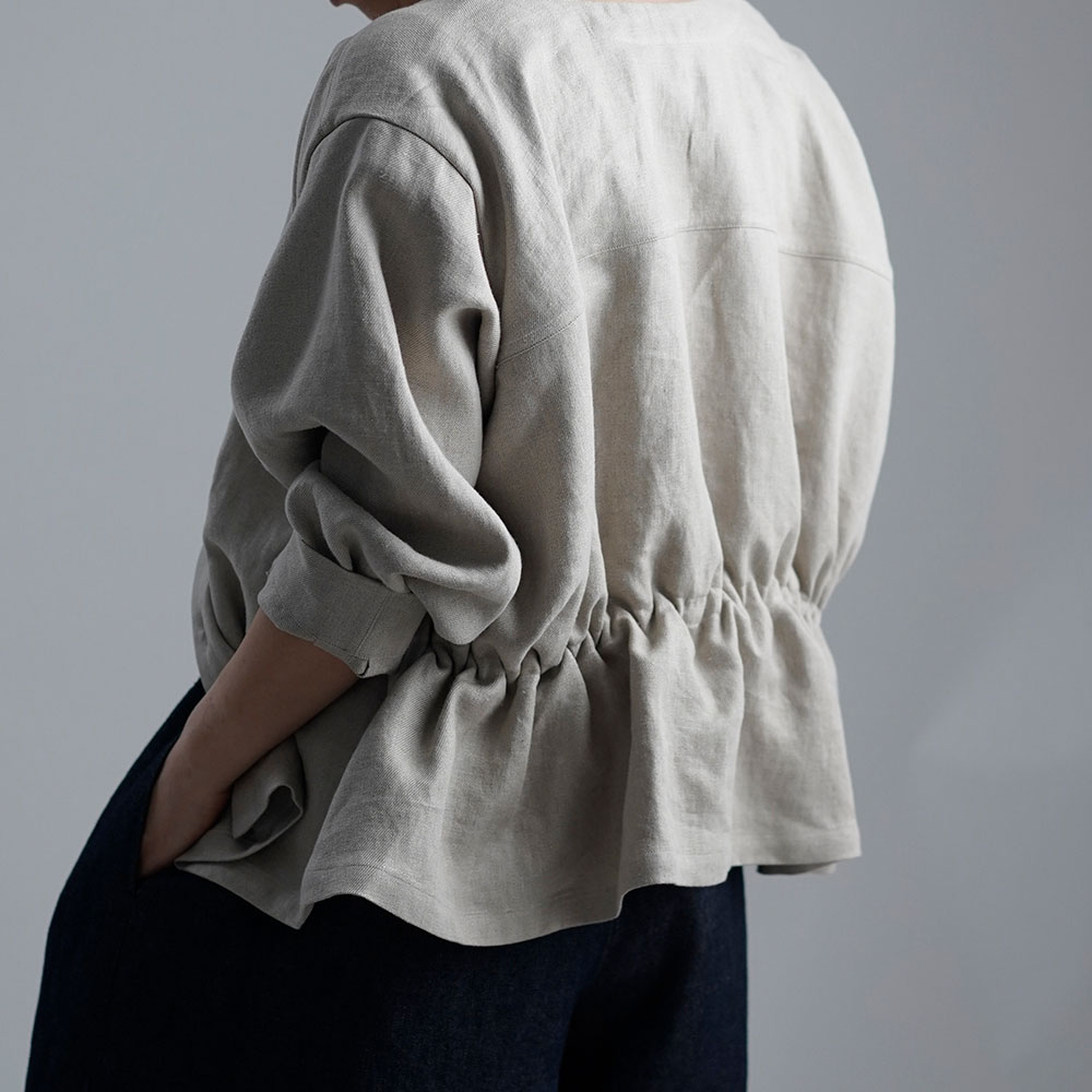 【Premium Linen】 Basque jacket  艶バスク・ジャケット　/フラックス h005e-flx2