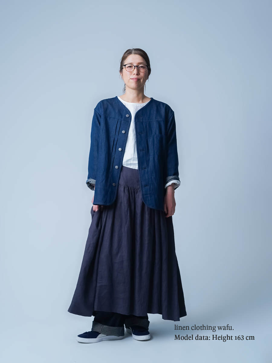 wafu リネンデニムカーディガン 2 ワフ リネンデニムカーディガン】新感覚・カーディガン 使いやすさがクセに