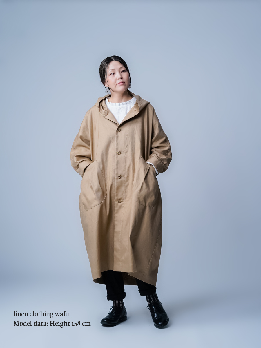 アニエスベーオム リネンコート リネンソロテックス】次元を超える便利さ。立体ポケット付き パーカー