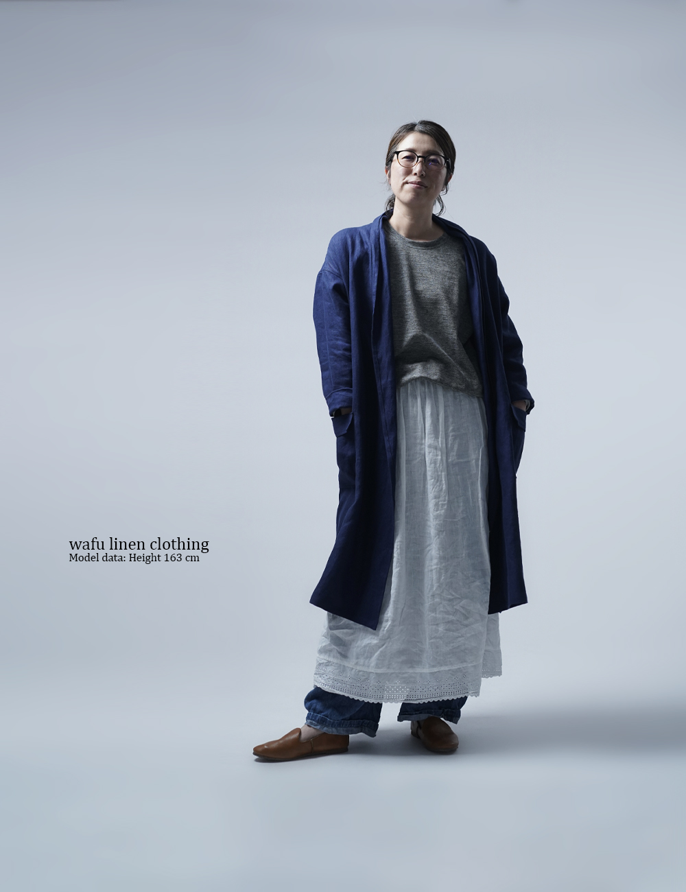 【プレミアム】Linen Jacket ショールカラー /ブルーニュイ h022m-bln2