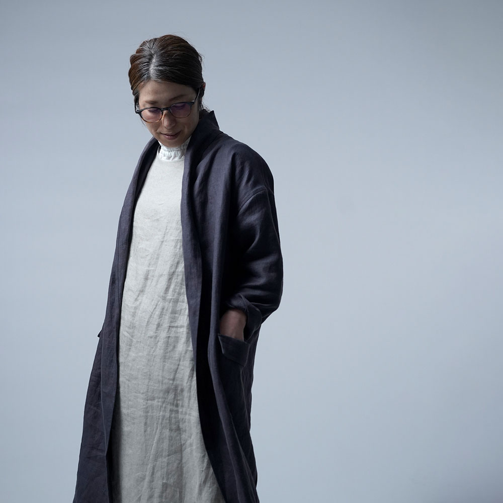 【プレミアム】Linen Jacket ショールカラー /ショードロン h022m-cdn1