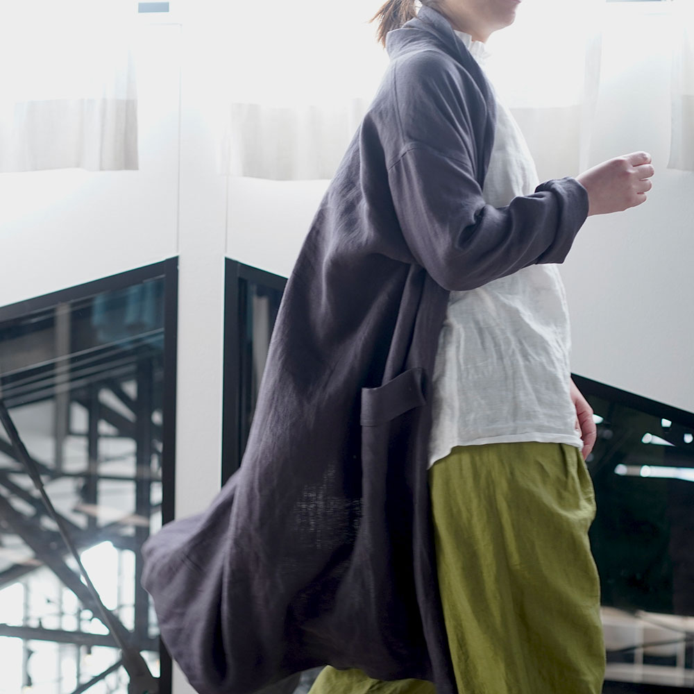 【プレミアム】Linen Jacket ショールカラー /ショードロン h022m-cdn2