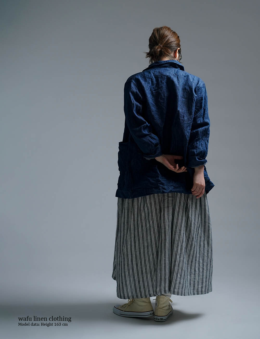 【wafu】Linen Jacket 　リネンデニム　ワークジャケット  色落ちあり 縮みも多少あり / インディゴ h031c-ind3