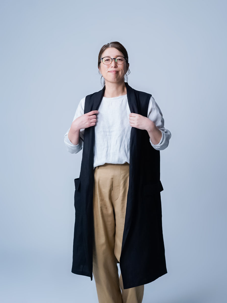 フォグリネンワーク Fuuka Gillet フウカ ジレ ロング リネン　黒 2025年最新】fog linen work ベスト・ジレの人気アイテム - メルカリ
