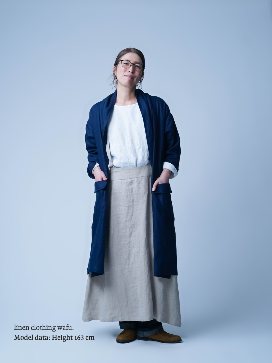wafu.【リネンローブ】かんたんコーデの ショールカラーローブ ／ローズミスト プレミアム】わたぬきが溺愛する ショールカラー ローブ ／ 3色展開 h032e