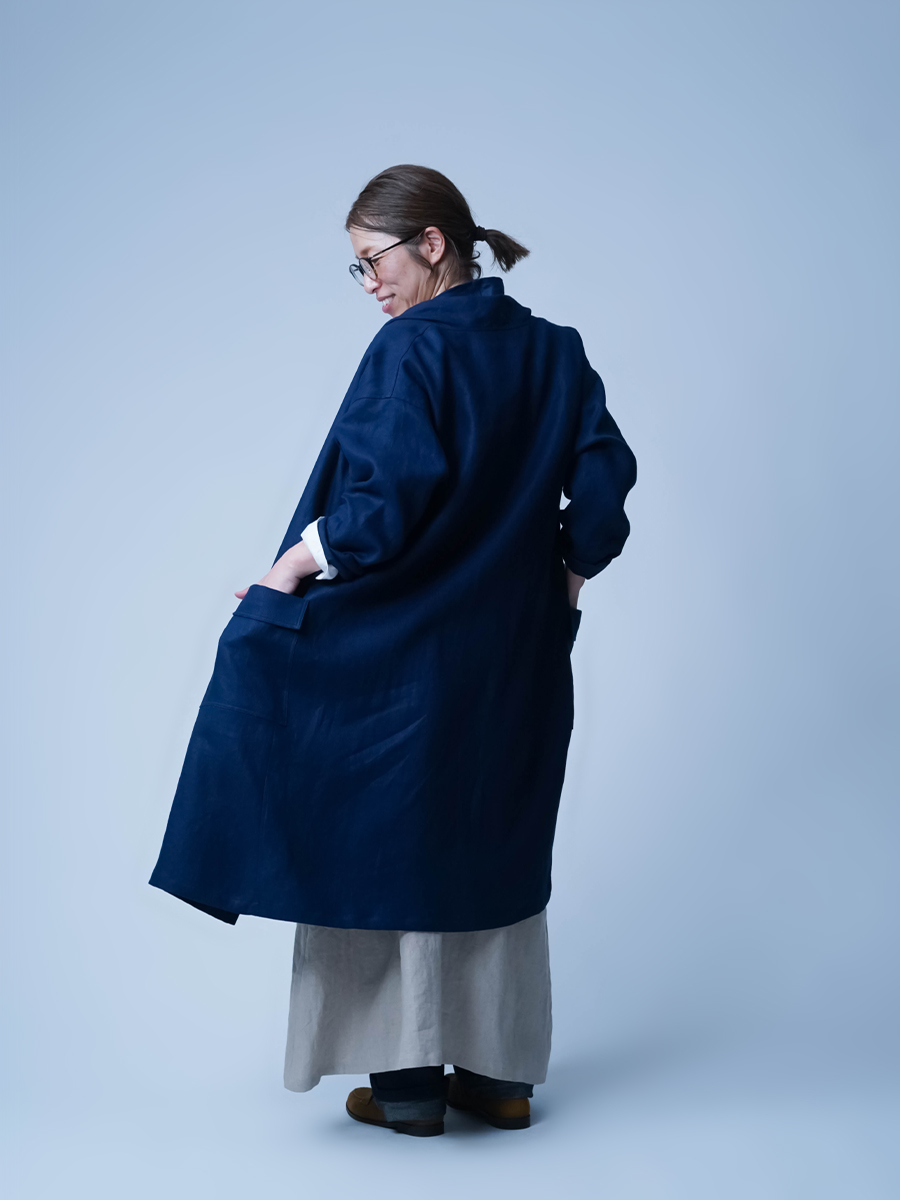 wafu.【リネンローブ】かんたんコーデの ショールカラーローブ ／ローズミスト プレミアム】わたぬきが溺愛する ショールカラー ローブ ／ 3色展開 h032e