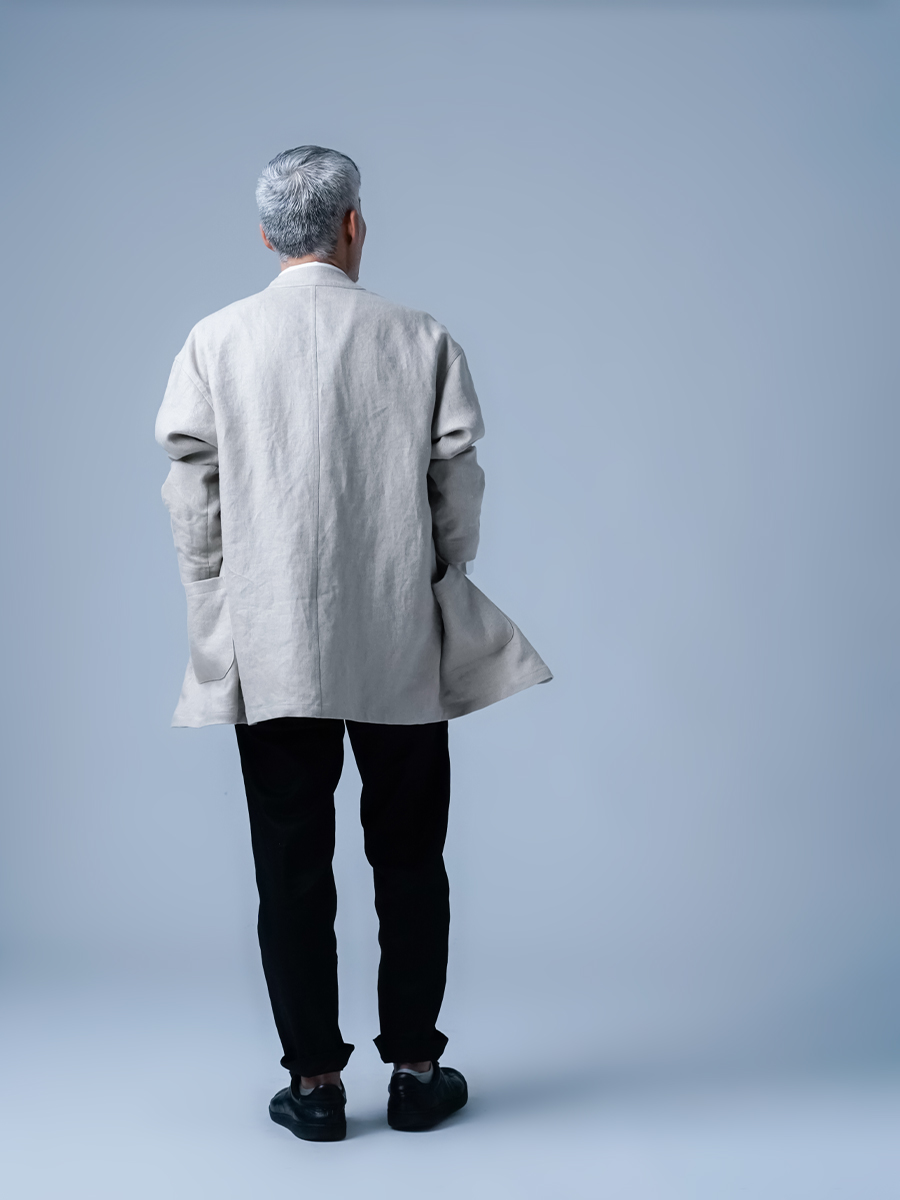 リネンジャケット】曖昧の美学。ヘリンボーンリネン カーディガン