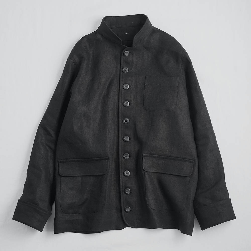 【プレミアム】Linen Jacket フレンチ ヴィンテージ ジャケット / インクブラック h040b-lbk3