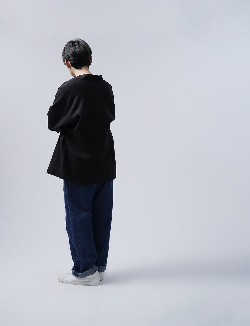 【wafu】Linen Cardigan　 カーディガン / ブラック h042a-bck2