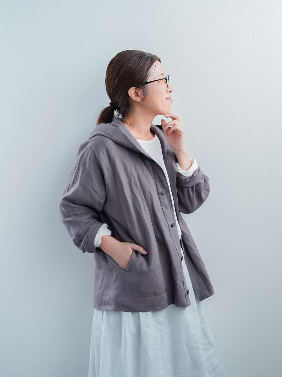 リネンパーカー】季節のワガママ。中厚地リネン 前ボタン