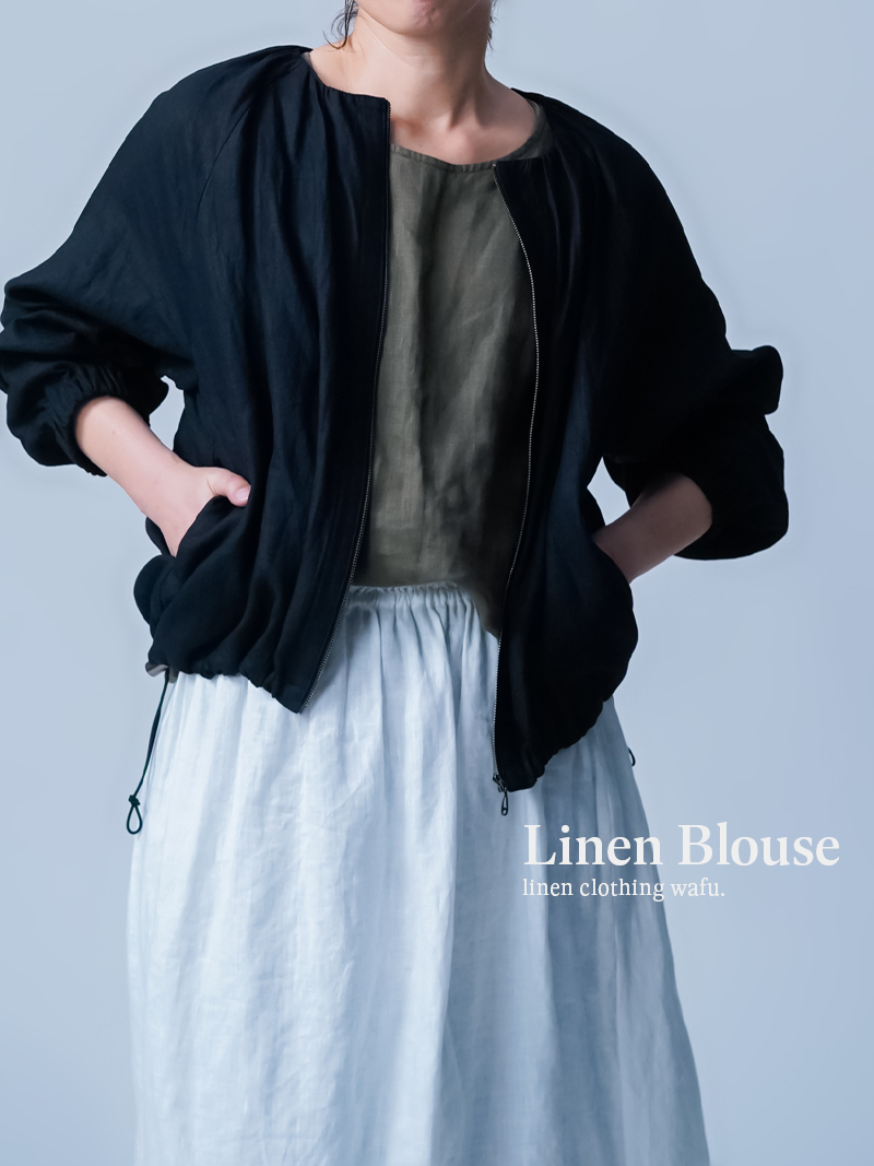 wafu 新品　リネン ファスナー ブルゾン ジャンバー　アウター wafu 新品 リネン ファスナー ブルゾン ジャンバー アウター リネン