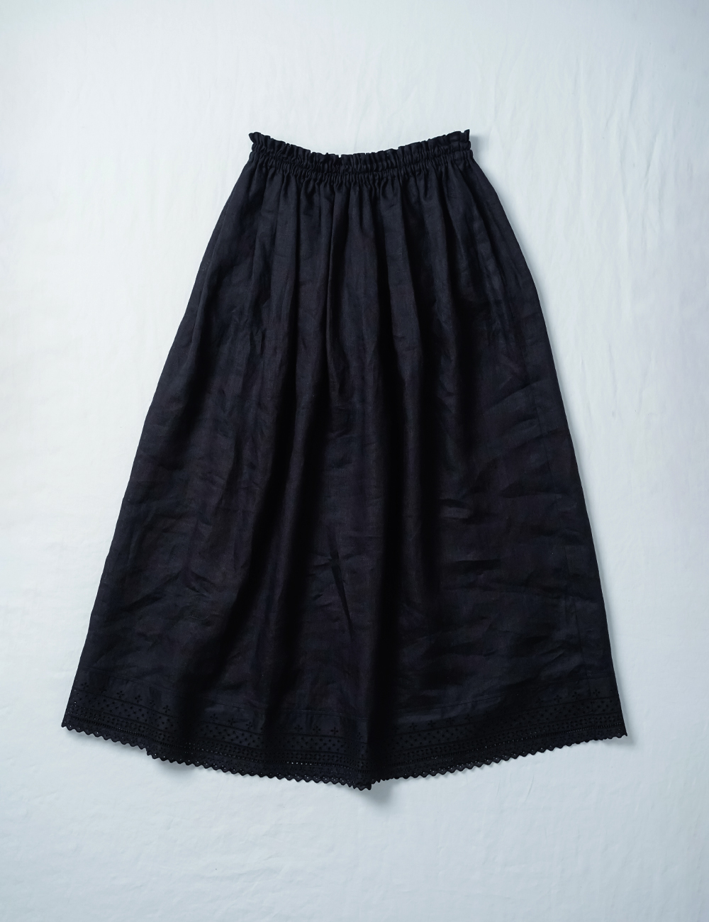 【初売り】【リネンスカート】 重ね穿きの救世主 レースペチスカート /黒色 p002c-bck1