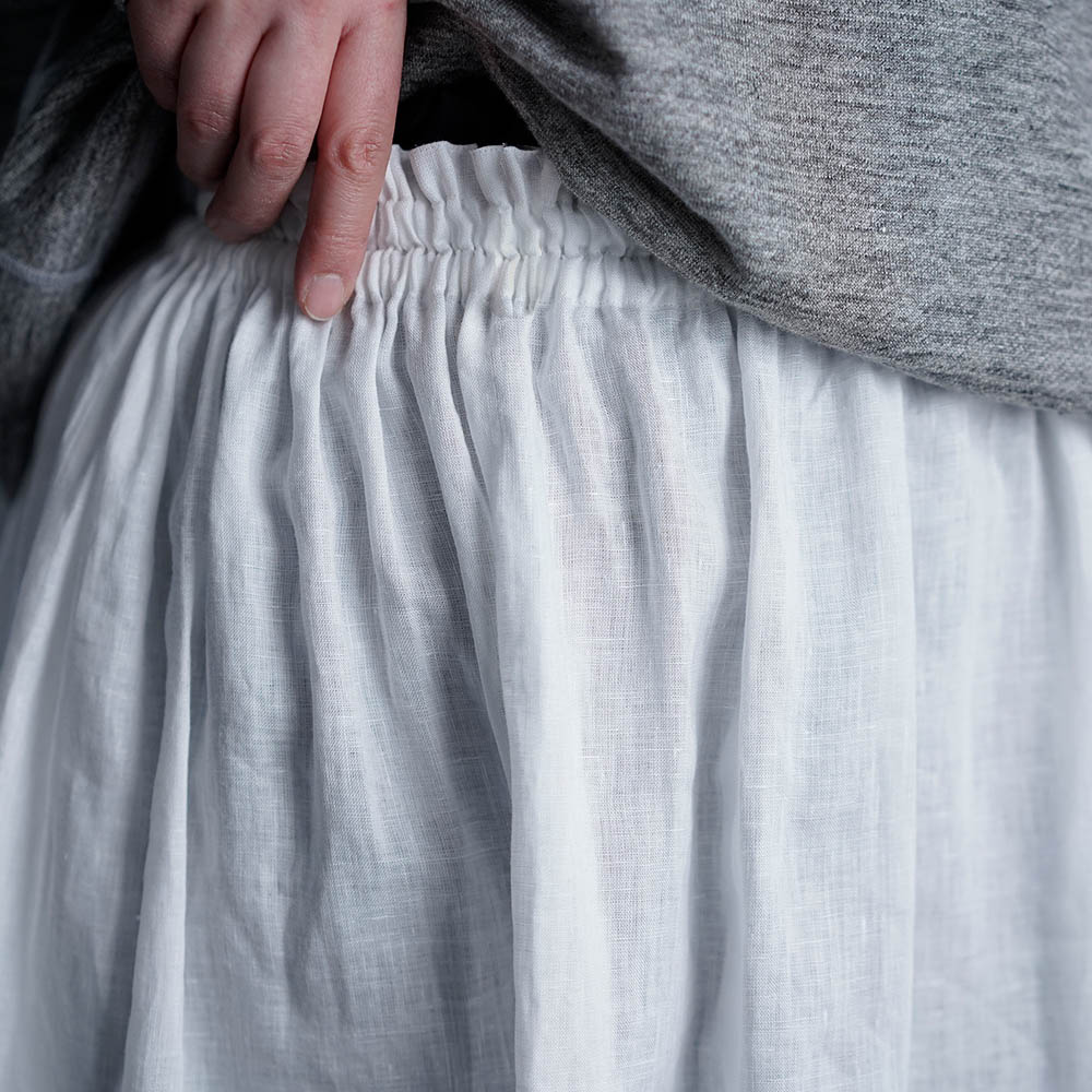【wafu】Linen Skirt レーススカート / 白色 p002c-wht1